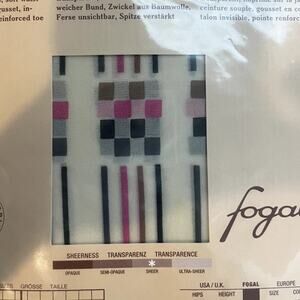 Vintage 80's FOGAL White Pink PATTERNED Tights Pantyhose Italy Size Large L